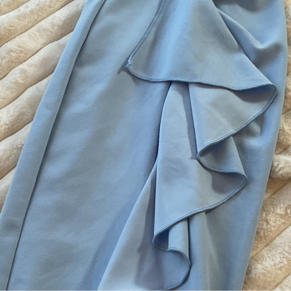 New Money RUFFLED BLUE PENCIL DRESS - Picture 14 of 15